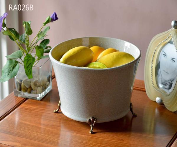 Modern White Porcelain Brass Basin Fruit Bowl